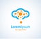 Knowledge cloud silhouette technology orange dots logo icon