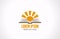 Knowledge e-reading library concept. Logo Sun over