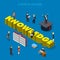 Knowledge education training graduation flat 3d isometric vector