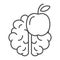 Knowledge thin line icon. Brain and apple vector illustration isolated on white. Think outline style design, designed