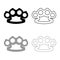 Knuckleduster Knuckles Weapon for hand icon outline set black grey color vector illustration flat style image