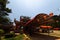 KO CHANG, THAILAND - APRIL 10, 2018: Chinese buddist temple in the north area of the island - Hieroglyphs and patterns