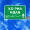 KO PHA NGAN road sign against clear blue sky