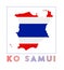 Ko Samui Logo. Map of Ko Samui with island name.