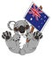 Koala with Australian flag on the plate