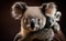 A koala bear carrying a cute baby in an affectionate moment, generative AI