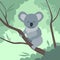 Koala Bear Jungle Tree Flat Vector