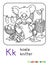 Koala bear knitter ABC coloring book. Alphabet K