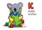 Koala bear knitter. Profession ABC. Alphabet K