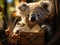 Koala bear mailing letter in tiny mailbox