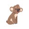 Koala bear sitting on the ground, cute Australian marsupial animal character vector Illustrations on a white background