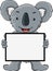 Koala cartoon with blank sign