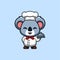 Koala Chef Cute Creative Kawaii Cartoon Mascot Logo