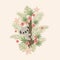 Koala climbing on a floral tree. Cute cartoon vector illustration