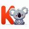 Koala clipart and letter K