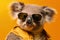 Koala with cool sunglasses and trendy accessory lounging