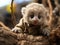 Koala cub fake rock climbing in setup