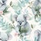 Koala cute plush Seamless Pattern. Fluffy, fur koala bear tile in pastel colors. Illustration with koalas, animal