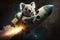 Koala flies through space on a rocket AI generated content