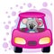 Koala girl in a car