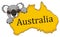 Koala hold an Australian continent
