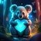 Koala Joey hugging heart Cute koala with a heart in the forest. Valentine\\\'s Day. AI generated animal ai