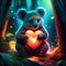 Koala Joey hugging heart Cute koala with heart in the forest. Valentine\\\'s day card. AI generated animal ai