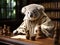 Koala judge with gavel in court