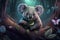 Koala in a mystical magical enchanted forest AI generated Content