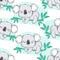 Koala pattern seamless. Vector illustration. Fabric design textile