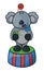 Koala Playing Circus Ball Cartoon Color Illustration