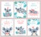 Koala posters and cards. Prints with cute sleeping koalas. Australian baby bear hugs mother. Party invitation with