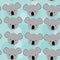koala Seamless pattern with funny cute animal face on a blue background. Vector