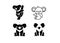 Koala set outline line bear set black gold color outline line set silhouette logo icon designs vector