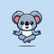 Koala Sitting Meditation Cute Creative Kawaii Cartoon Mascot Logo