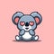 Koala Sitting Shocked Cute Creative Kawaii Cartoon Mascot Logo