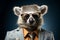 Koala with sunglasses wearing suit and tie on solid background. Generative AI
