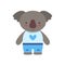 Koala In White Top With Heart Print And Blue Pants Cute Toy Baby Animal Dressed As Little Boy