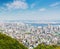 Kobe cityscape and skyline with port view from mountain.