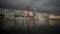 Kobe skyline time lapse at the port, stormy clouds