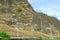 Kobern, Germany - 11 16 2022: colorful autumn vineyard terraces behind the railroad line