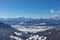 Kobesnock - Scenic view of snow capped mountain peaks of Julian Alps and Karawanks (Karawanken) seen from Kobesnock