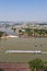 Koblenz Deutsches Eck German Corner Rhine Mosel river with ships boats and cable car in Germany portrait format