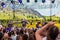 Koblenz Germany 26.09.2018 crowd cheers on German singer mickie krause during Oktoberfest party traditional music