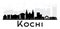 Kochi City skyline black and white silhouette.