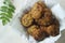 Kodo millet fritters. A crispy fritters made with cooked and mashed kodo millet flour and spices. Disk shaped deep fried evening