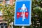 Koekelberg, Brussels Capital Region, Belgium - Road sign for abike street where the bike has priority to cars