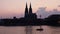 Koelner Dom cathedral sunset skyline