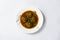 Kofta Curry, Delicious Meat Balls in thick spicy gravy in plate on white background