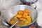 Kofta Fried Crispy Pakoda deep fried in oil in pan